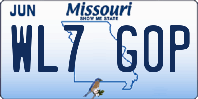 MO license plate WL7G0P