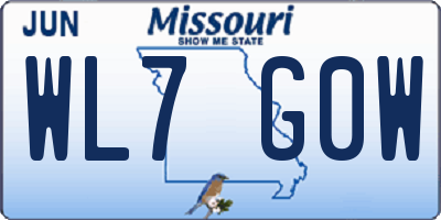 MO license plate WL7G0W