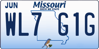 MO license plate WL7G1G