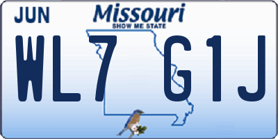 MO license plate WL7G1J