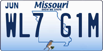 MO license plate WL7G1M