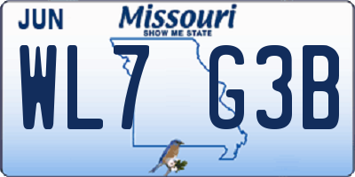 MO license plate WL7G3B