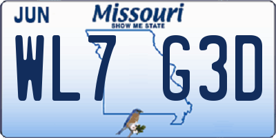 MO license plate WL7G3D