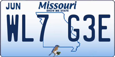 MO license plate WL7G3E