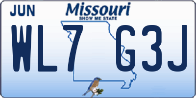 MO license plate WL7G3J
