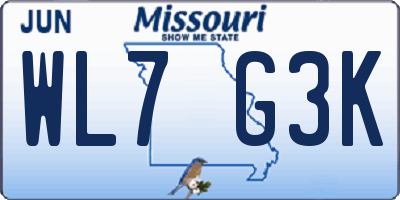 MO license plate WL7G3K