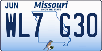 MO license plate WL7G3O