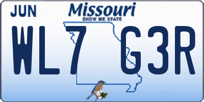 MO license plate WL7G3R