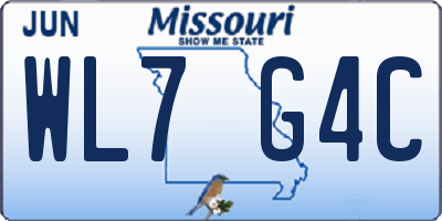 MO license plate WL7G4C