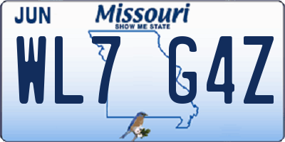 MO license plate WL7G4Z