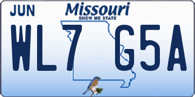 MO license plate WL7G5A