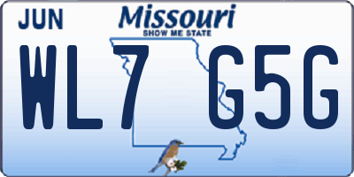 MO license plate WL7G5G