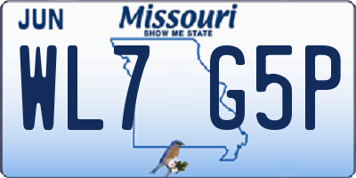 MO license plate WL7G5P