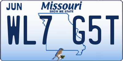 MO license plate WL7G5T