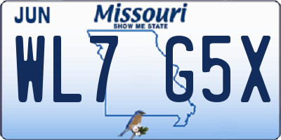 MO license plate WL7G5X