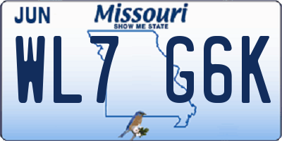MO license plate WL7G6K