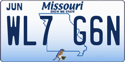 MO license plate WL7G6N