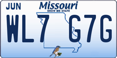 MO license plate WL7G7G