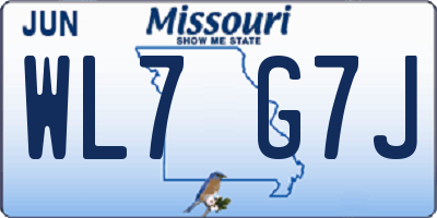 MO license plate WL7G7J