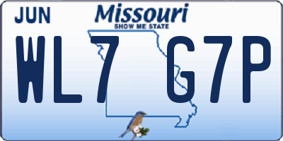 MO license plate WL7G7P