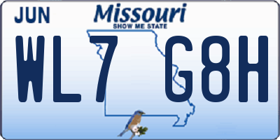 MO license plate WL7G8H