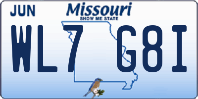 MO license plate WL7G8I