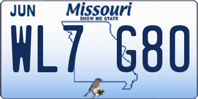 MO license plate WL7G8O