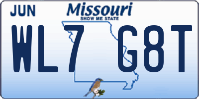 MO license plate WL7G8T
