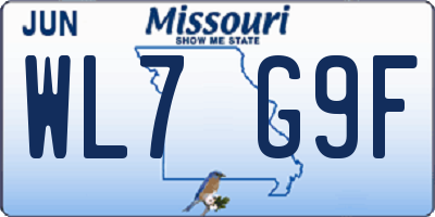 MO license plate WL7G9F