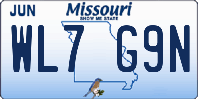 MO license plate WL7G9N