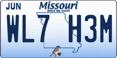 MO license plate WL7H3M