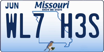 MO license plate WL7H3S