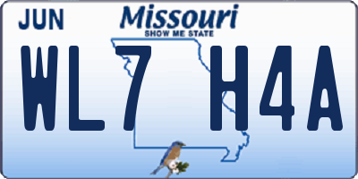 MO license plate WL7H4A