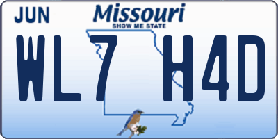 MO license plate WL7H4D
