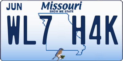 MO license plate WL7H4K