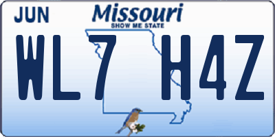 MO license plate WL7H4Z