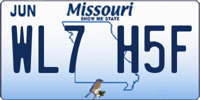 MO license plate WL7H5F
