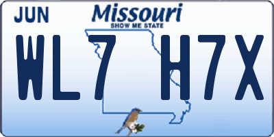MO license plate WL7H7X