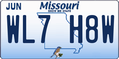 MO license plate WL7H8W