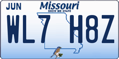 MO license plate WL7H8Z