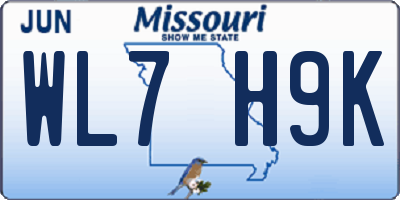 MO license plate WL7H9K