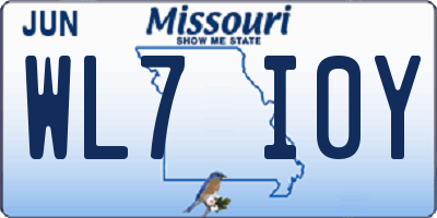 MO license plate WL7I0Y