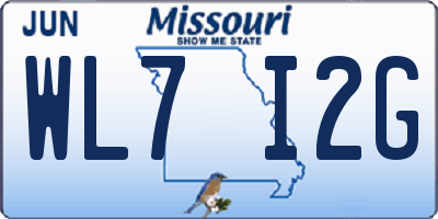 MO license plate WL7I2G