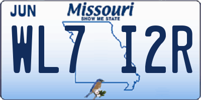 MO license plate WL7I2R