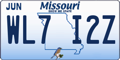 MO license plate WL7I2Z