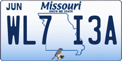 MO license plate WL7I3A