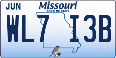 MO license plate WL7I3B