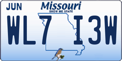 MO license plate WL7I3W