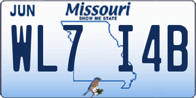 MO license plate WL7I4B