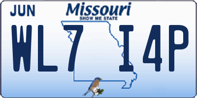 MO license plate WL7I4P